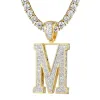 Custom Solitaire Initial Bling  Letter Charm with Tennis Chain sold by Master Of Bling