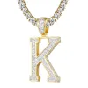 Custom Solitaire Initial Bling  Letter Charm with Tennis Chain sold by Master Of Bling