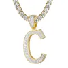 Custom Solitaire Initial Bling  Letter Charm with Tennis Chain sold by Master Of Bling