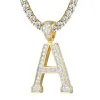 Custom Solitaire Initial Bling  Letter Charm with Tennis Chain sold by Master Of Bling