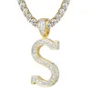 Custom Solitaire Initial Bling  Letter Charm with Tennis Chain sold by Master Of Bling