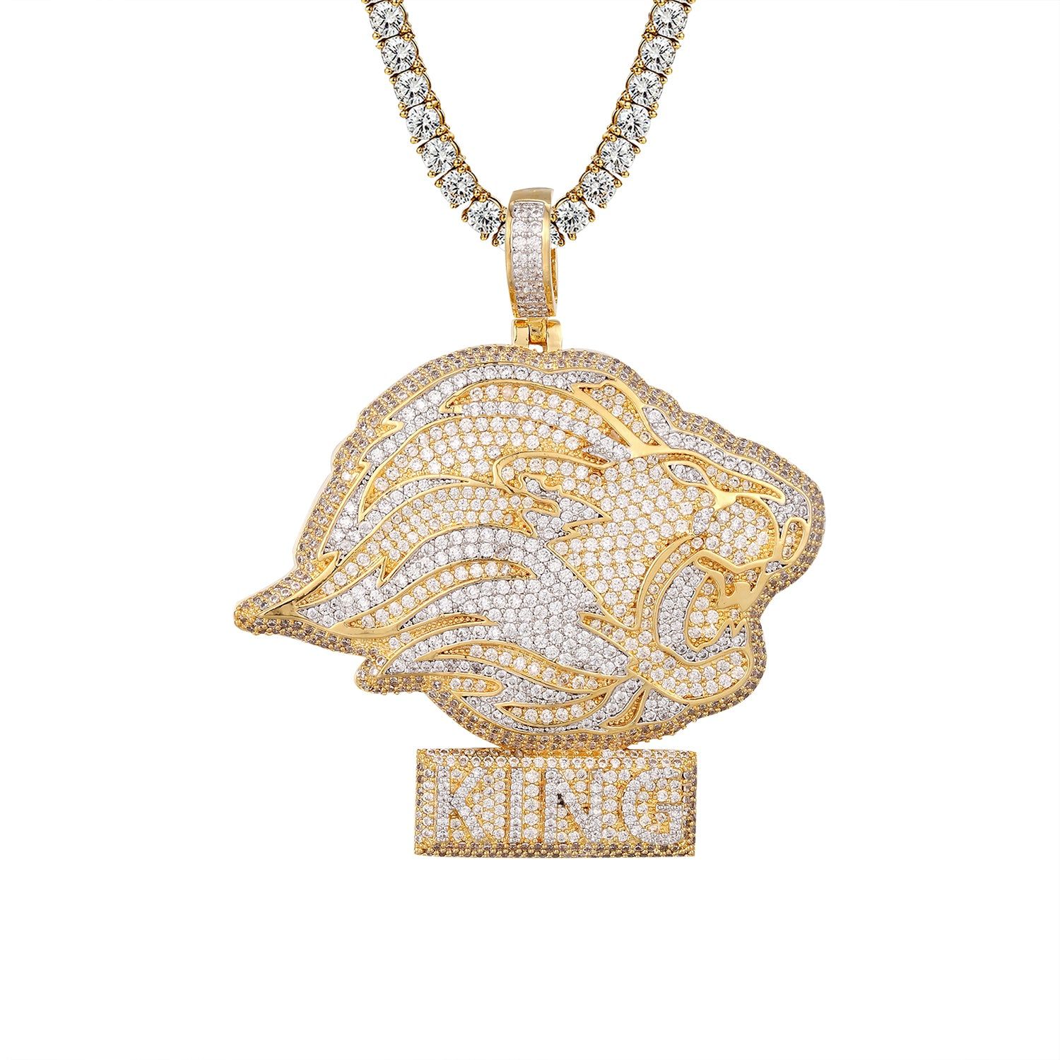 King Of Jungle Side View Roaring Lion Head Pendant sold by Master Of Bling product image thumbnail 2
