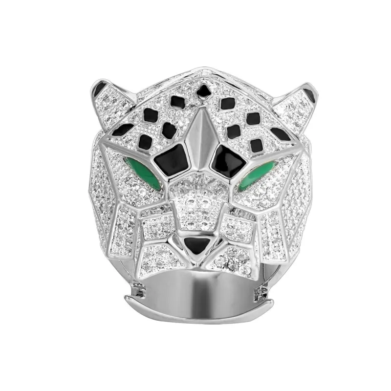 Men's Hip Hop Black Panther Emerald Eye Rapper Ring sold by Master Of Bling