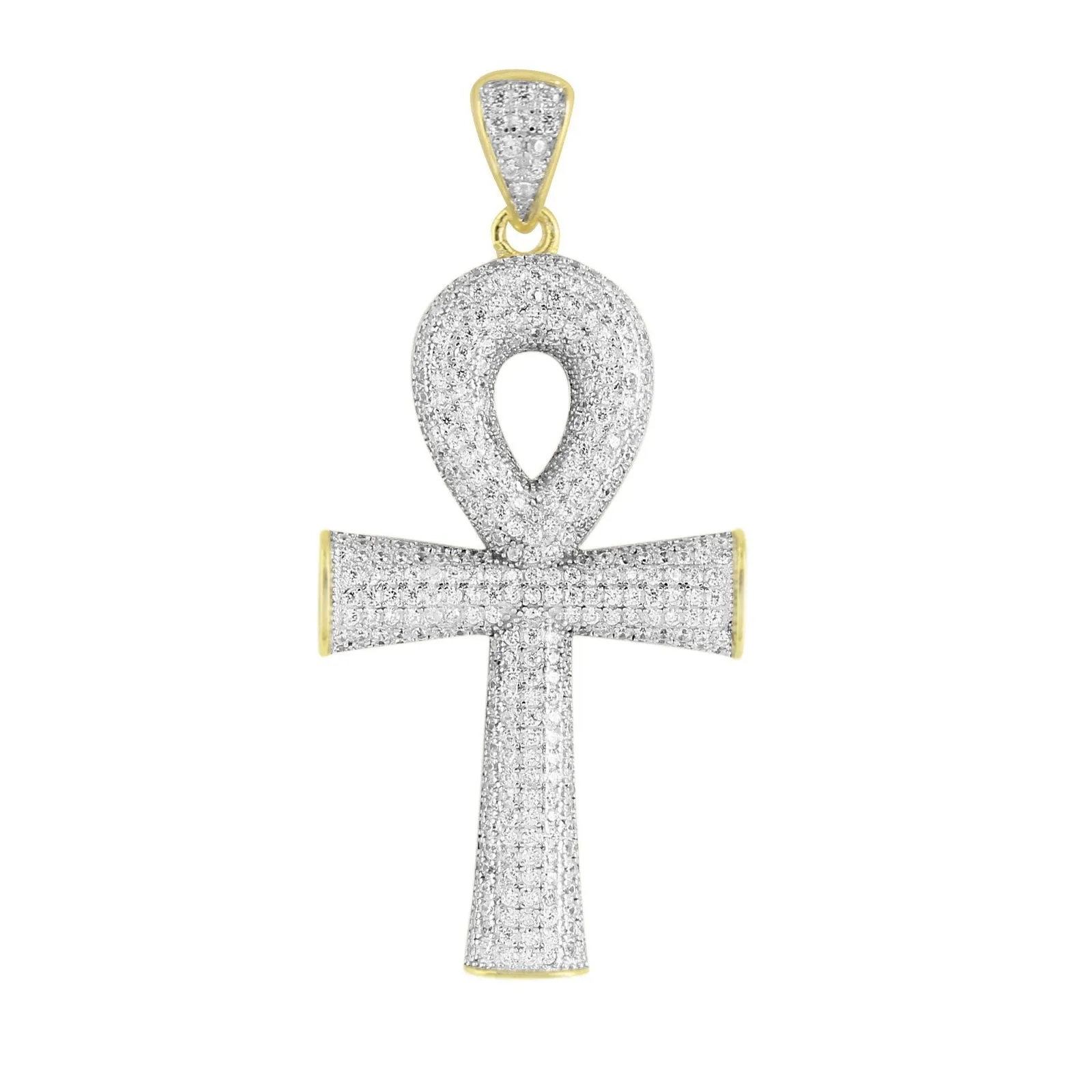 Mens Ankh Cross Pendant Gold Finish Sterling Silver Chain sold by Master Of Bling product image thumbnail 2