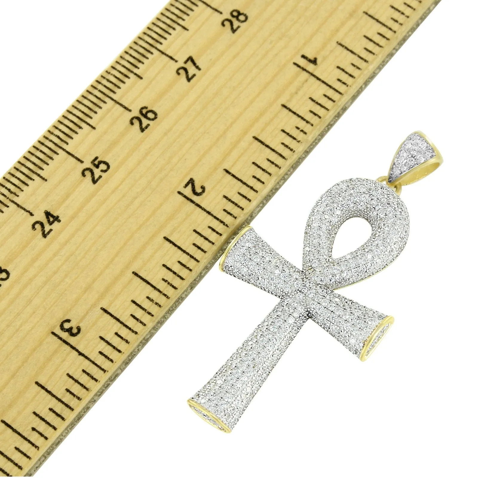 Mens Ankh Cross Pendant Gold Finish Sterling Silver Chain sold by Master Of Bling product image thumbnail 4