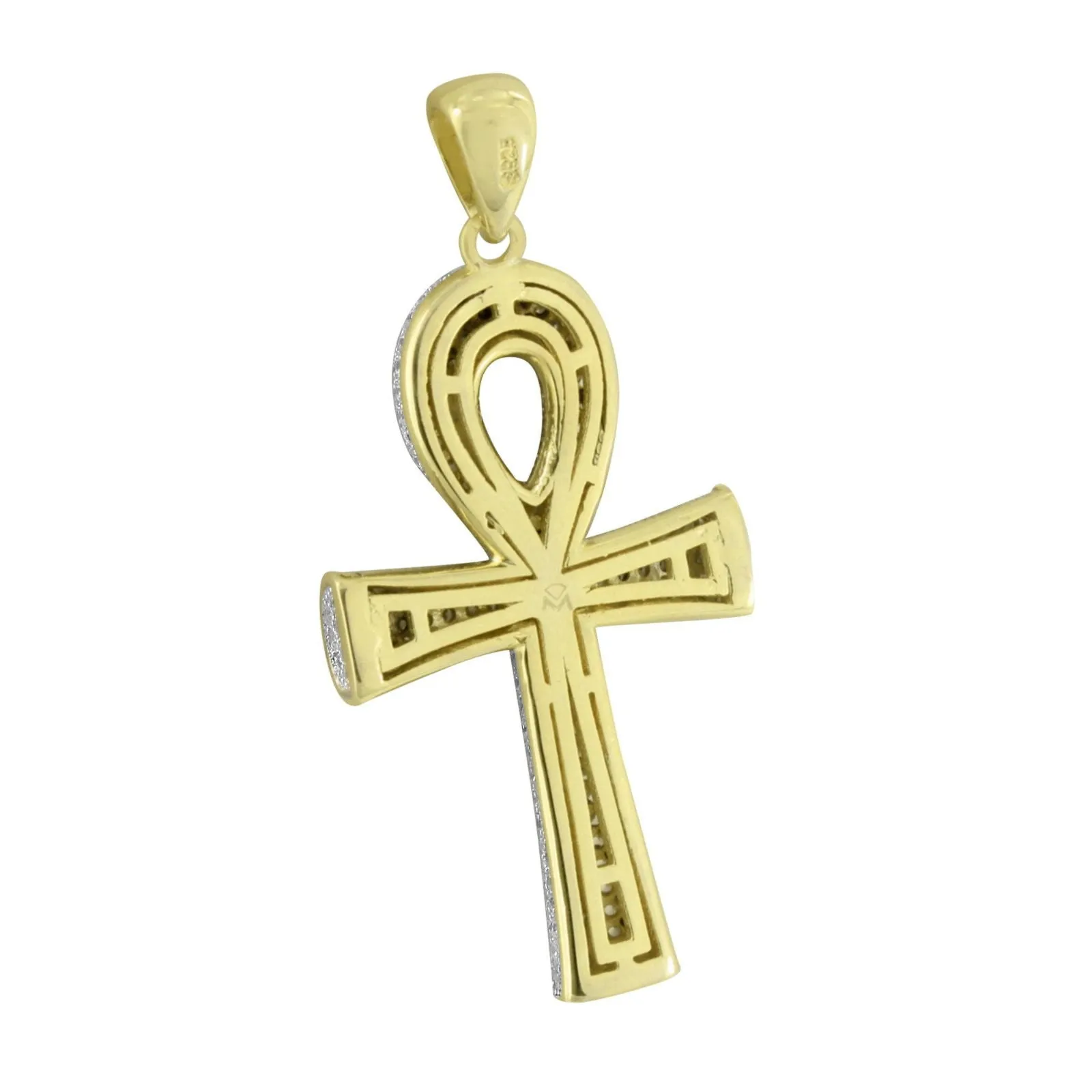 Mens Ankh Cross Pendant Gold Finish Sterling Silver Chain sold by Master Of Bling product image thumbnail 3