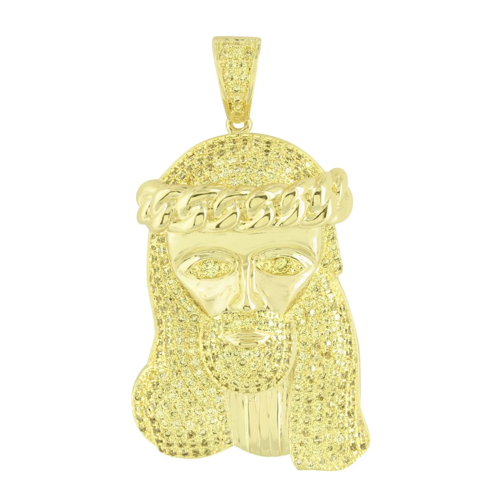 Miami Cuban Jesus Pendant Canary 14K Gold Finish sold by Master Of Bling product image thumbnail 2
