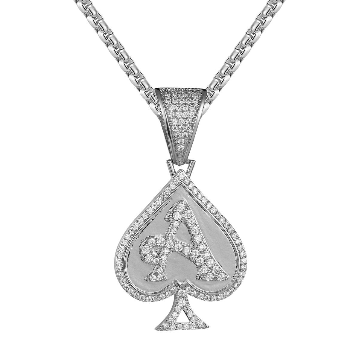 Poker Playing Card Ace Of Spade Hip Hop Icy Pendant Chain sold by Master Of Bling