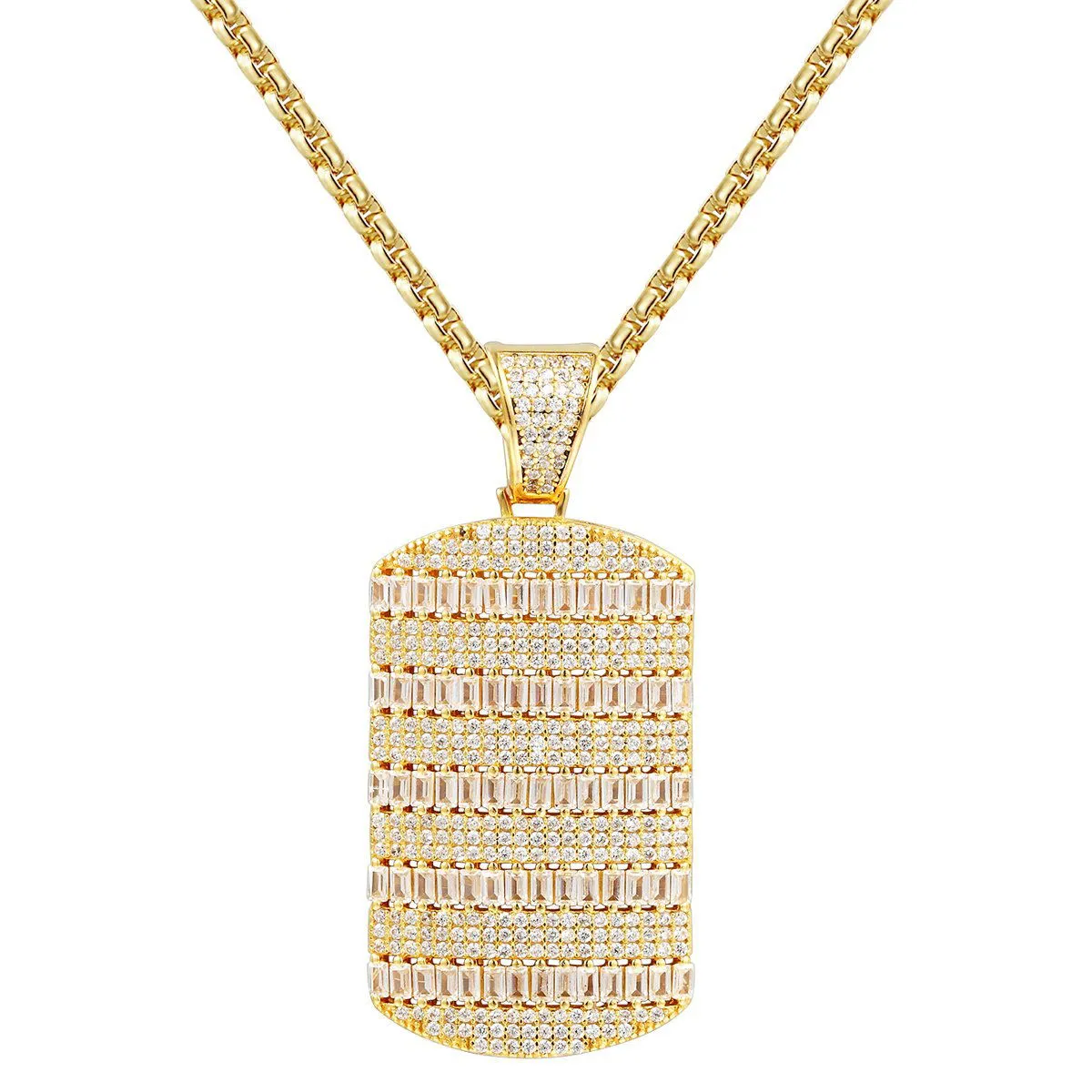 Custom Baguette DogTag Sterling Silver Pendant sold by Master Of Bling