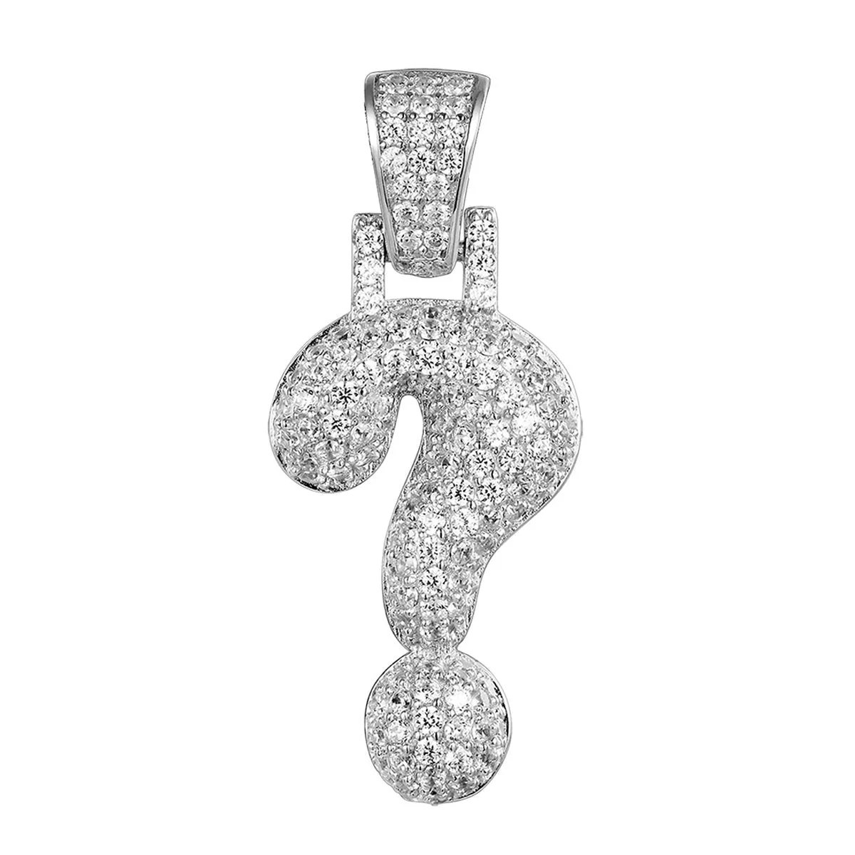 Sterling Silver Bling Question Mark Sign Bubble Pendant sold by Master Of Bling