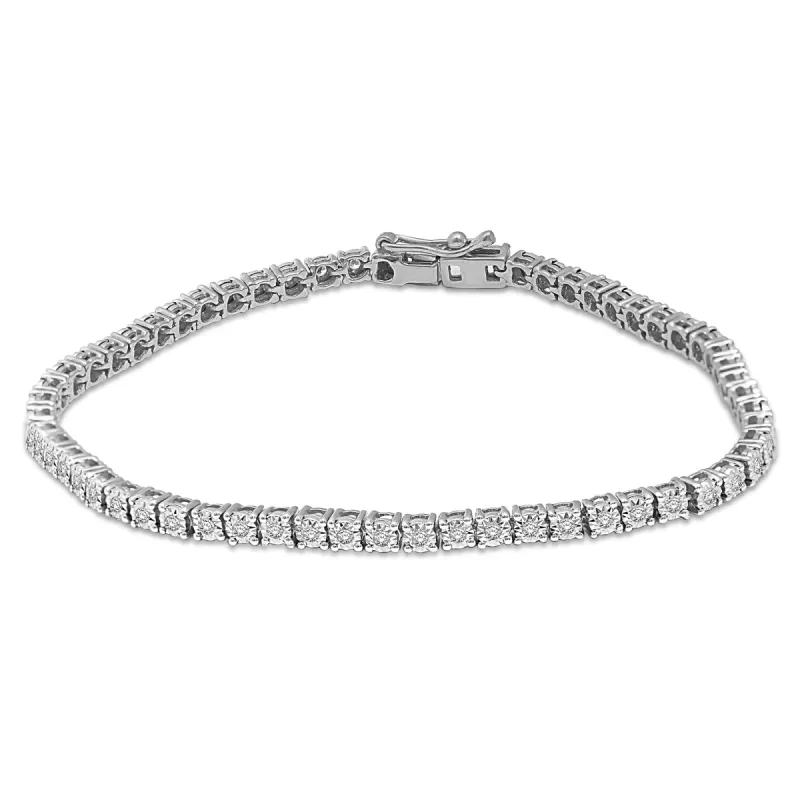 Diamond 5.25 Ct.Tw. Illusion Tennis Bracelet in 14K White Gold sold by Master Of Bling