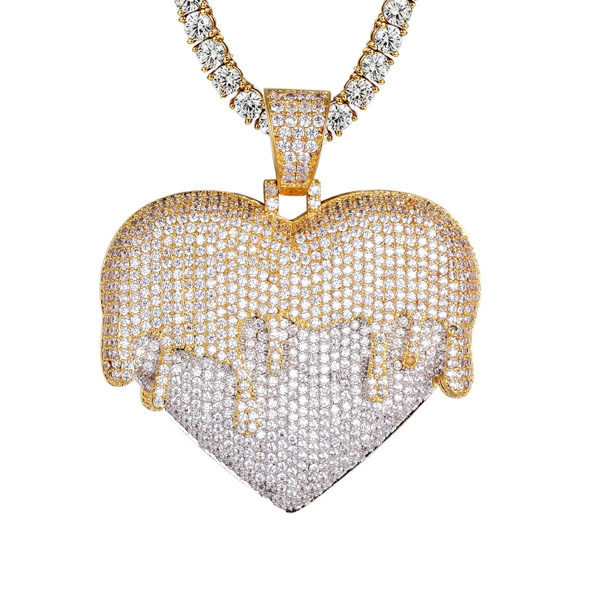 Mens Dripping Layer Heart Shape Custom Bling Pendant sold by Master Of Bling product image thumbnail 4