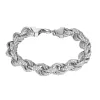Rope Link Bracelet 11mm  Simulated Diamonds Hip Hop Silver Tone sold by Master Of Bling