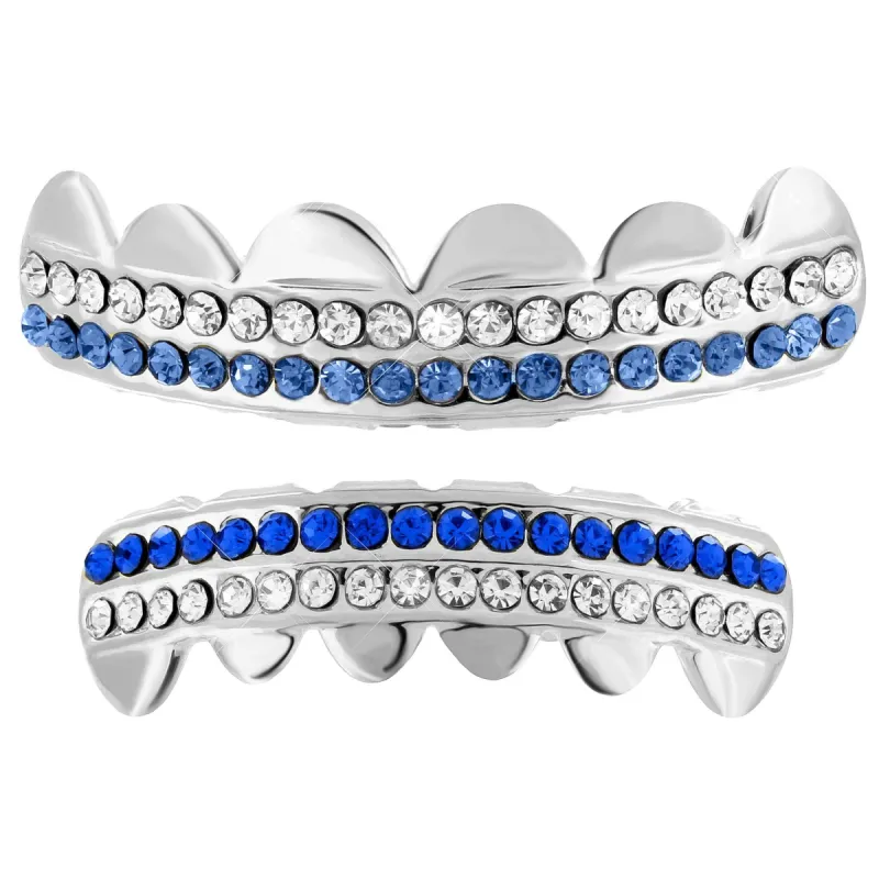 Top Bottom Grillz Set 14k White Gold Finish Sale!!! sold by Master Of Bling