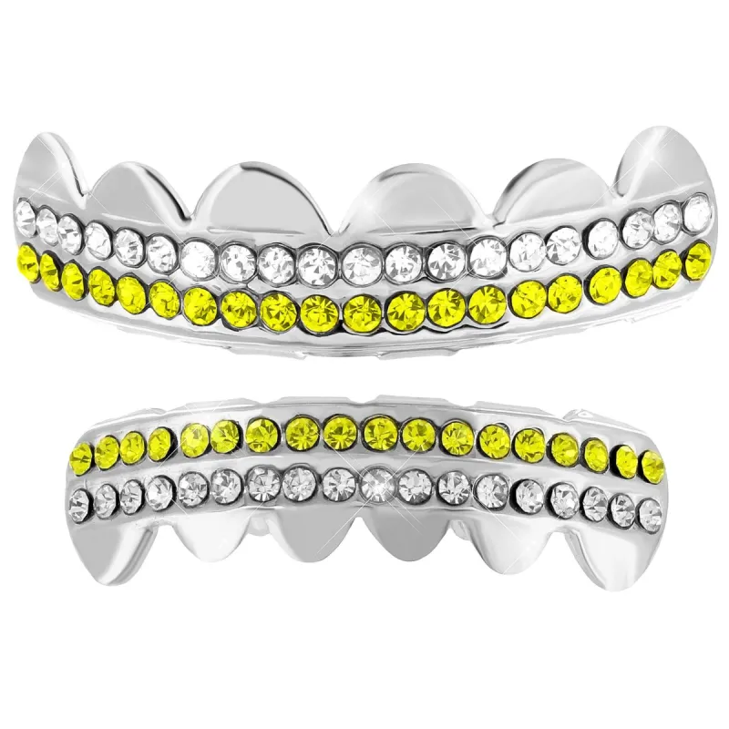 Halloween Special 14k White Finish Grillz Top Bottom Set sold by Master Of Bling