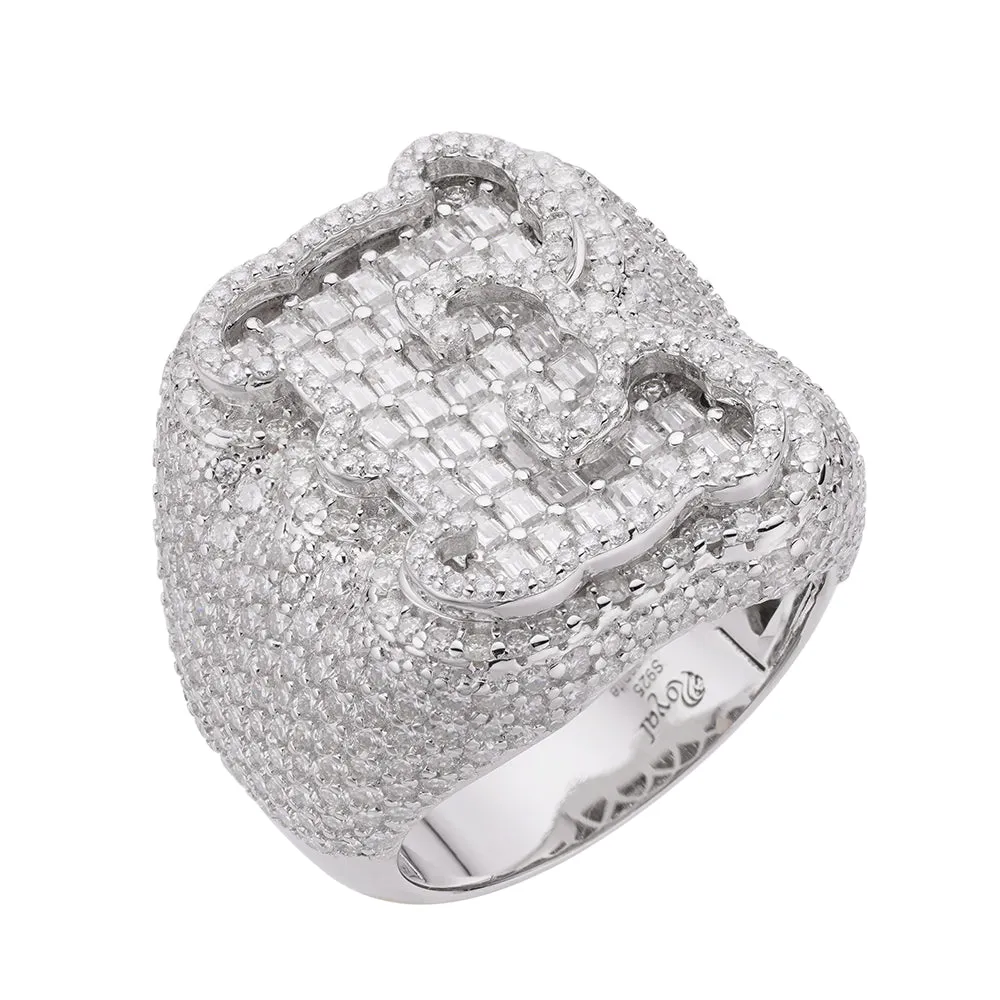 Real MOISSANITE Initial Ring 925 Silver Icy Baguette Men Letter A to Z ANY SIZE sold by Master Of Bling product image thumbnail 5