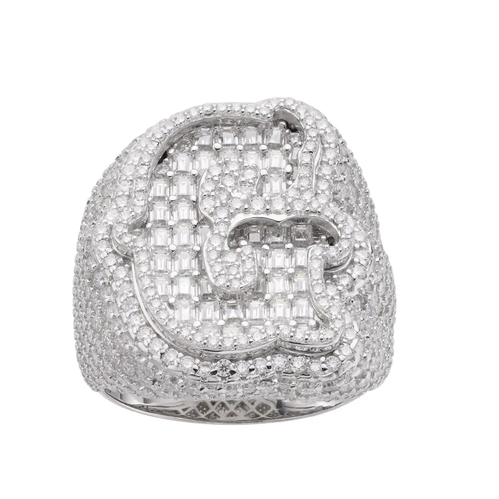 Real MOISSANITE Initial Ring 925 Silver Icy Baguette Men Letter A to Z ANY SIZE sold by Master Of Bling product image thumbnail 2