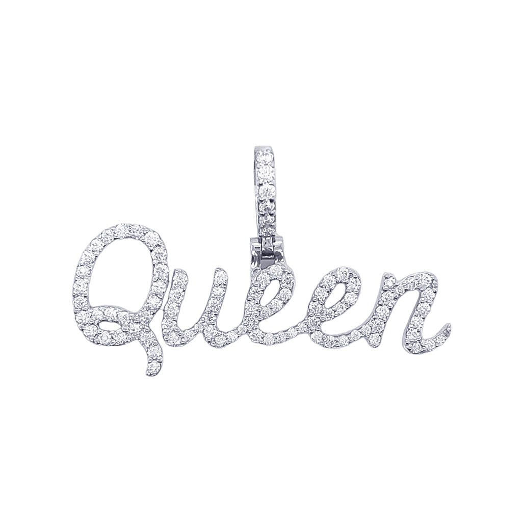 925 Sterling Silver Moissanite Diamonds Elegant Queen Pendant sold by Master Of Bling