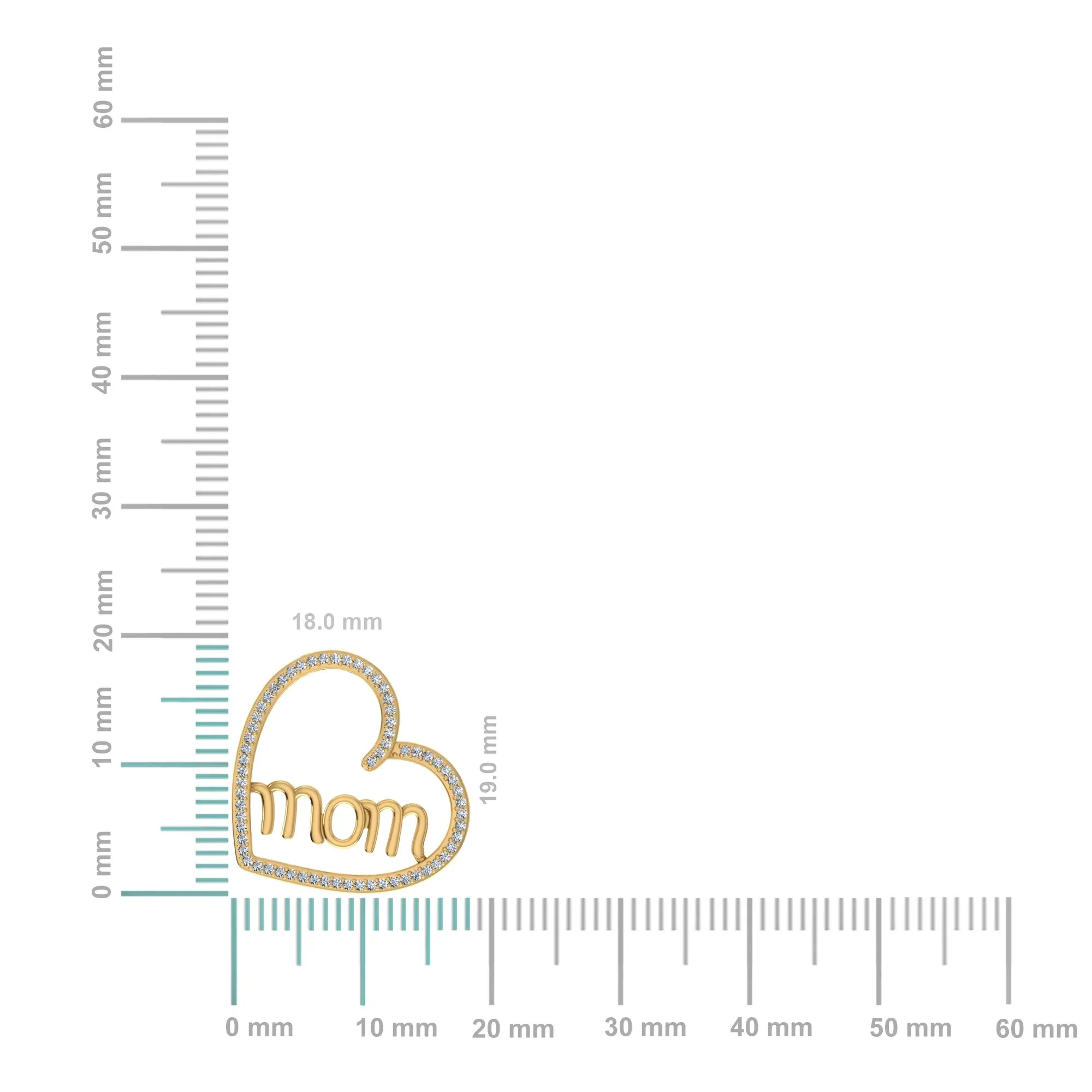 Real Diamond Heart Mom Pendant 10K Yellow Gold Women Charm sold by Master Of Bling product image thumbnail 2