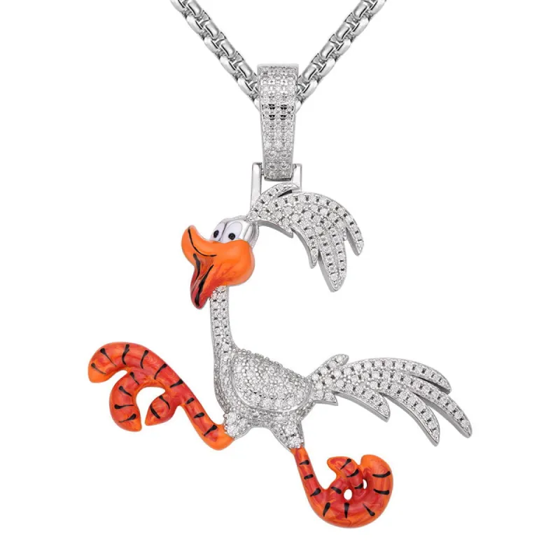 Moissanite 0.96 CTTW 3D Enamel Bird Hip Hop Silver Pendant sold by Master Of Bling