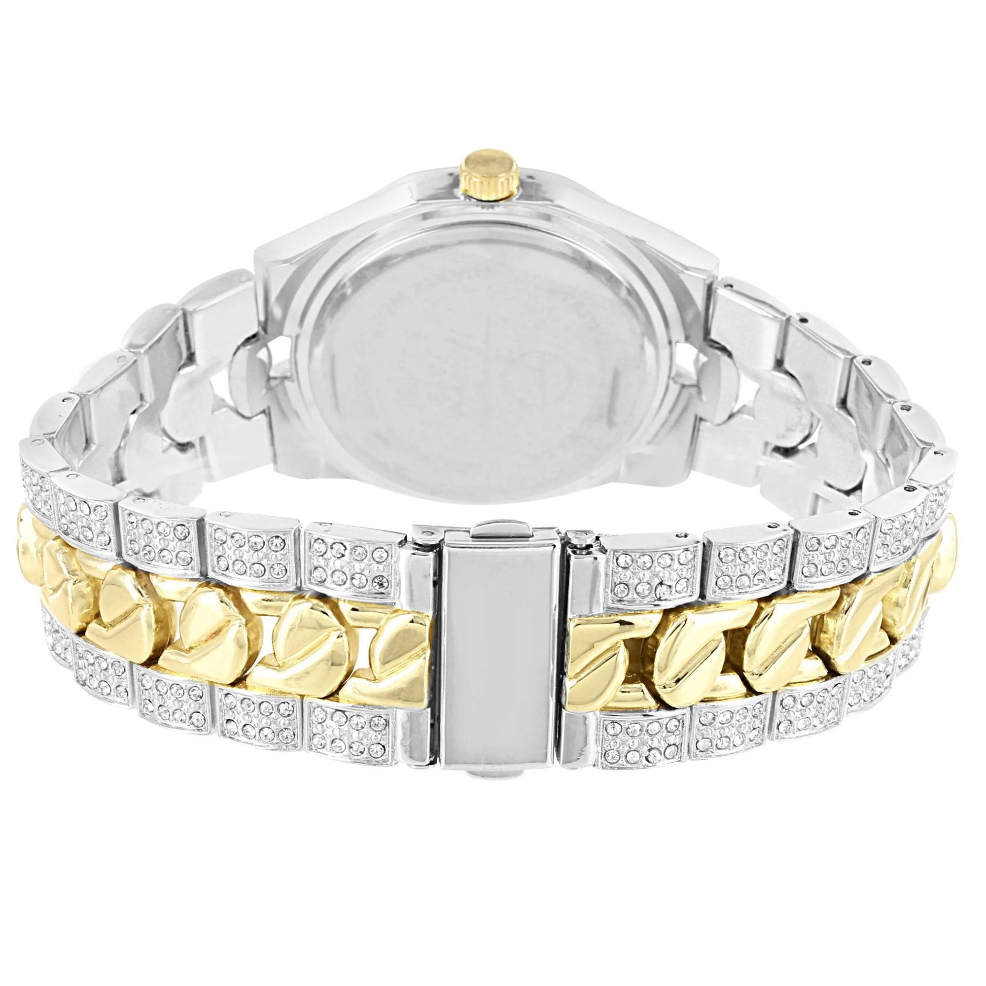 Men's Two Tone Cuban Link Band Gold Face Watch sold by Master Of Bling product image thumbnail 2