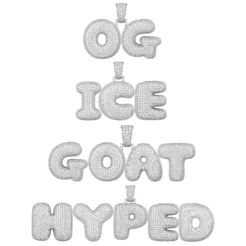 Custom Design Your Own Silver Bubble Name Initial sold by Master Of Bling