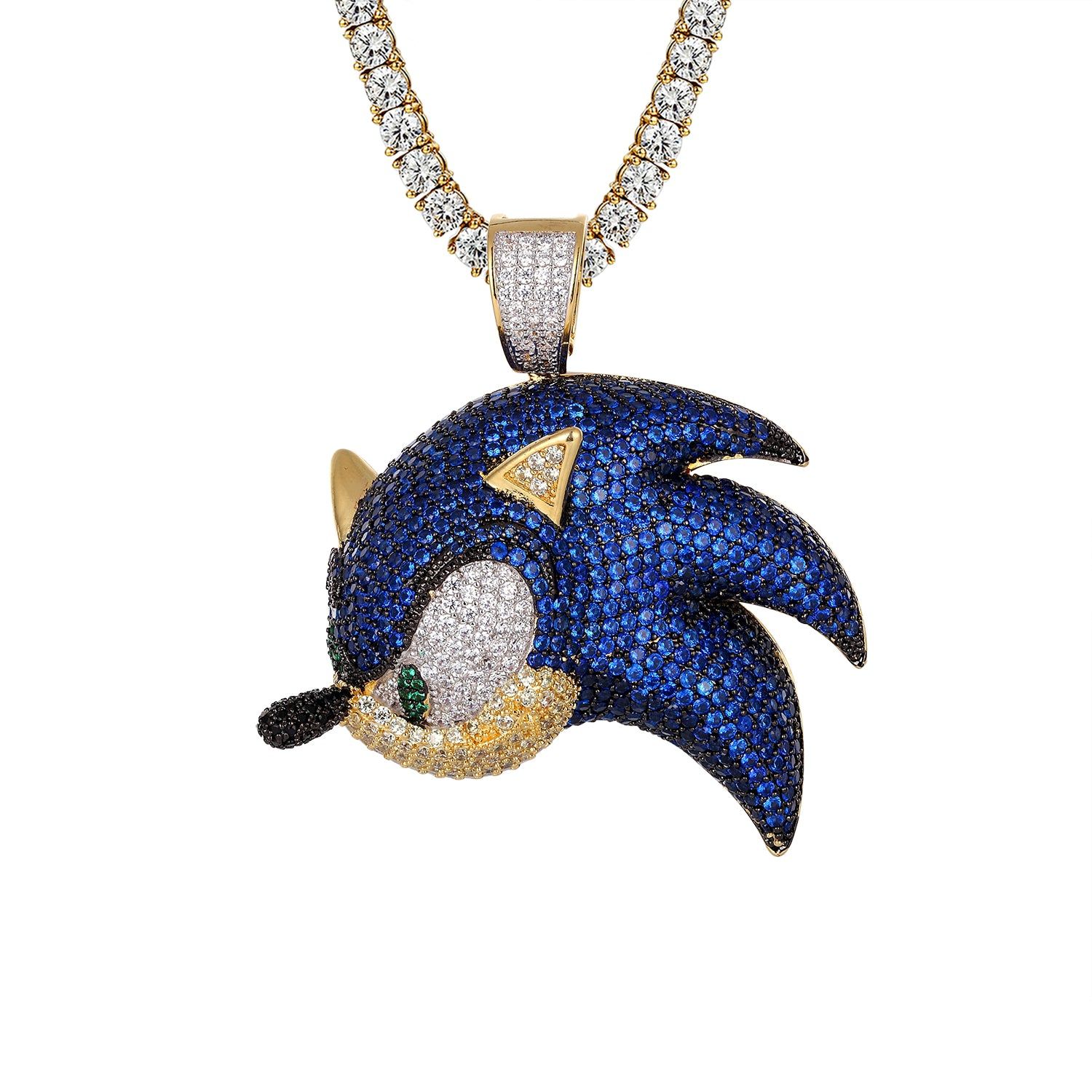 Mens Cartoon Character Blue Bling Face Rapper Pendant Chain sold by Master Of Bling product image thumbnail 4