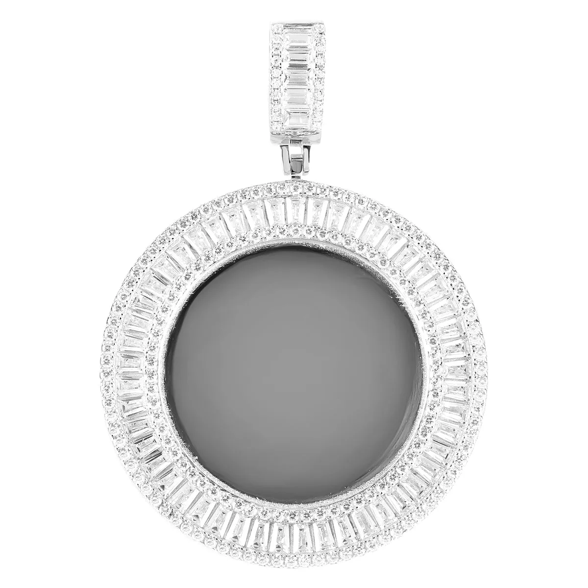 Sterling Silver Baguette Circle Picture Memory Pendant Chain sold by Master Of Bling product image thumbnail 2