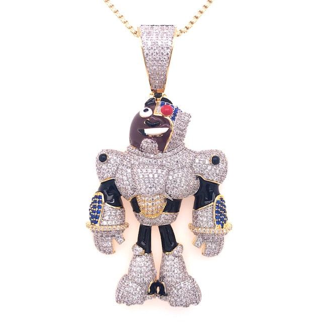 Gold Tone Icy Titans Cyborg Character Bling Custom Pendant sold by Master Of Bling