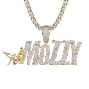 Gold Finish Mozzy Bling Rapper Designer Pendant Free Box Chain sold by Master Of Bling