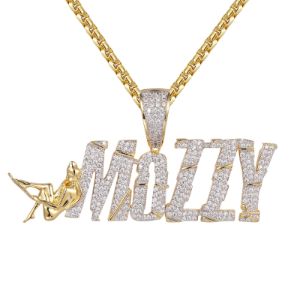 Gold Finish Mozzy Bling Rapper Designer Pendant Free Box Chain sold by Master Of Bling