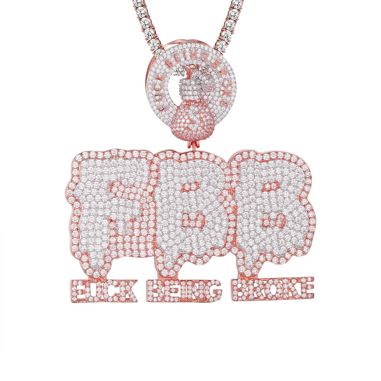 Custom Being Broke Drip Money Dollar Bag Rose Gold Pendant Icy sold by Master Of Bling product image thumbnail 2