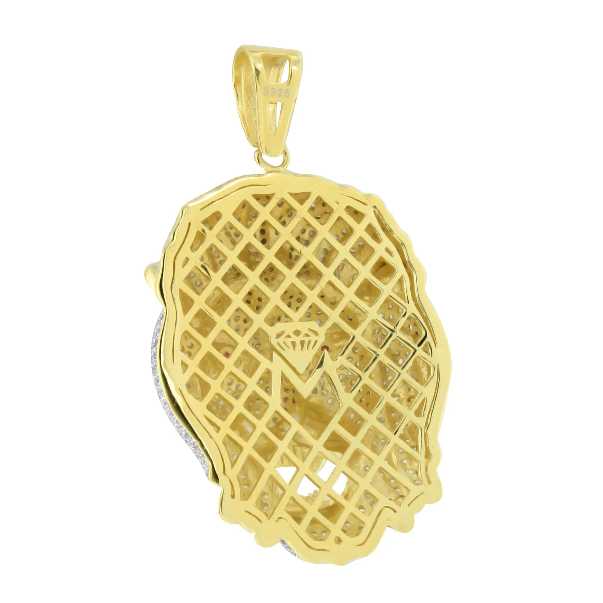 Sterling Silver Loin Head Pendant Fully Bling Ruby Eyes sold by Master Of Bling product image thumbnail 3