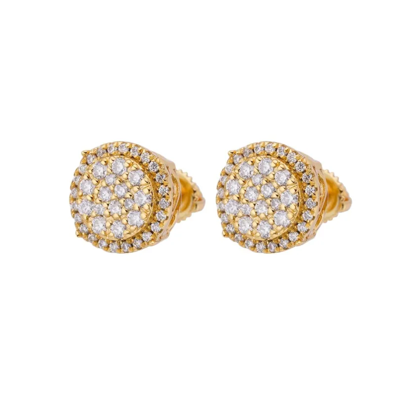 Round Earrings Moissanite 14k Gold Finish Studs 925 Silver sold by Master Of Bling