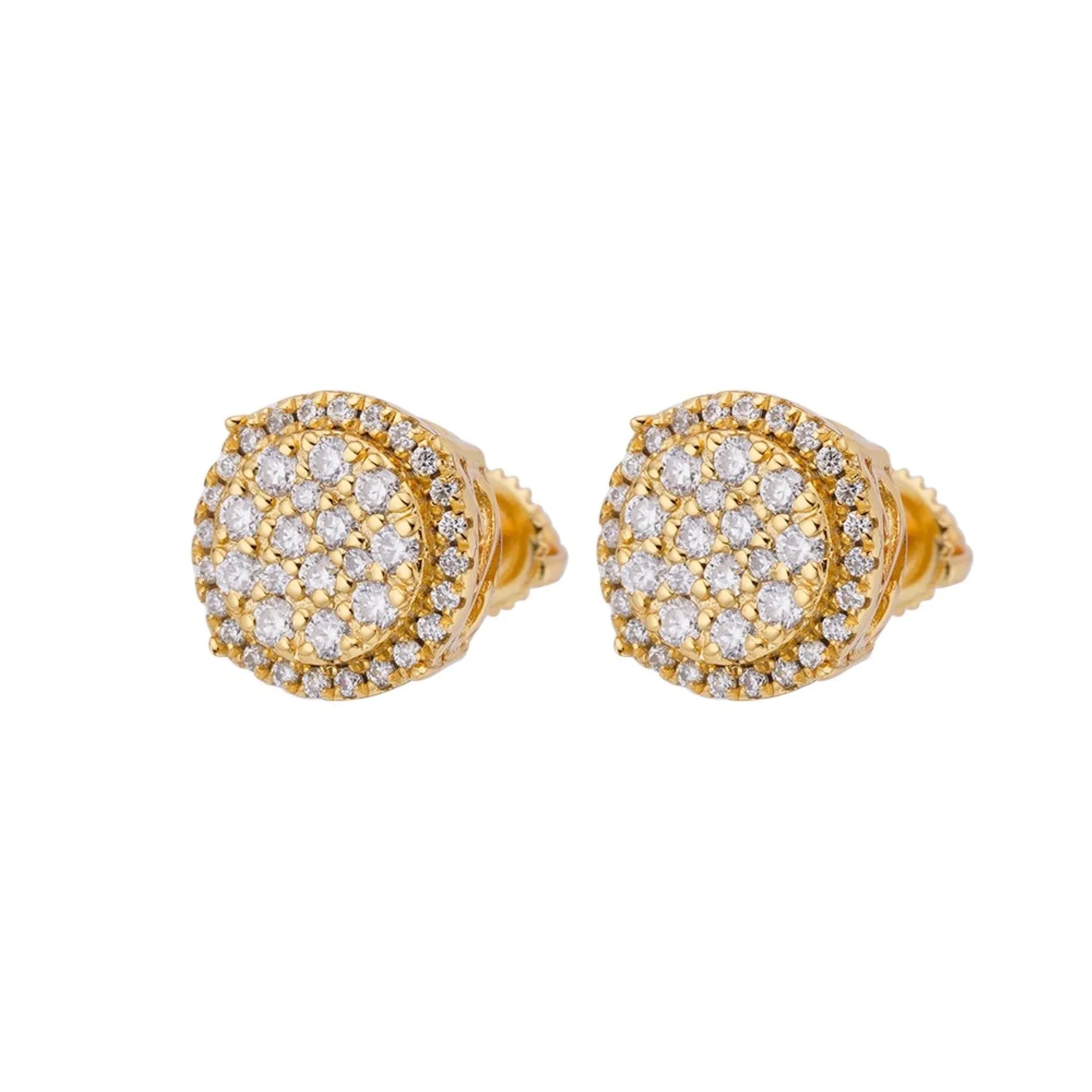 Round Earrings Moissanite 14k Gold Finish Studs 925 Silver sold by Master Of Bling