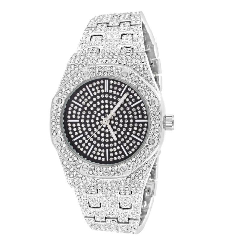 Stainless Steel Back Bling Black Face Presidential Look Watch sold by Master Of Bling