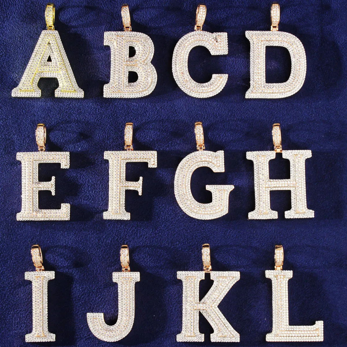 Rose Gold Tone Block Letter Double Layer Silver Initials sold by Master Of Bling product image thumbnail 2