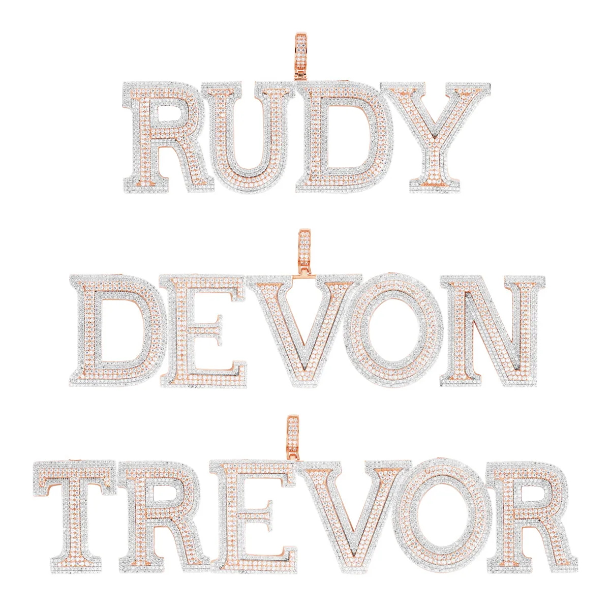 Rose Gold Tone Block Letter Double Layer Silver Initials sold by Master Of Bling