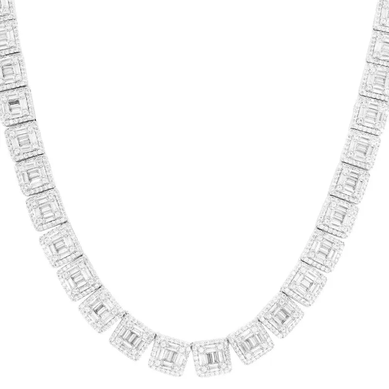 Baguette & Solitaire New Square Links  Tennis Chain sold by Master Of Bling