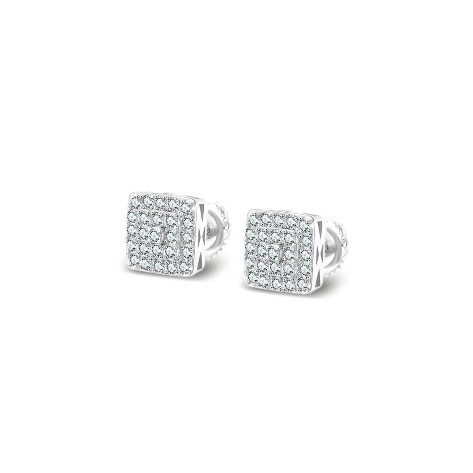 Moissanite Diamond Earrings Square Men Women 925 Silver sold by Master Of Bling