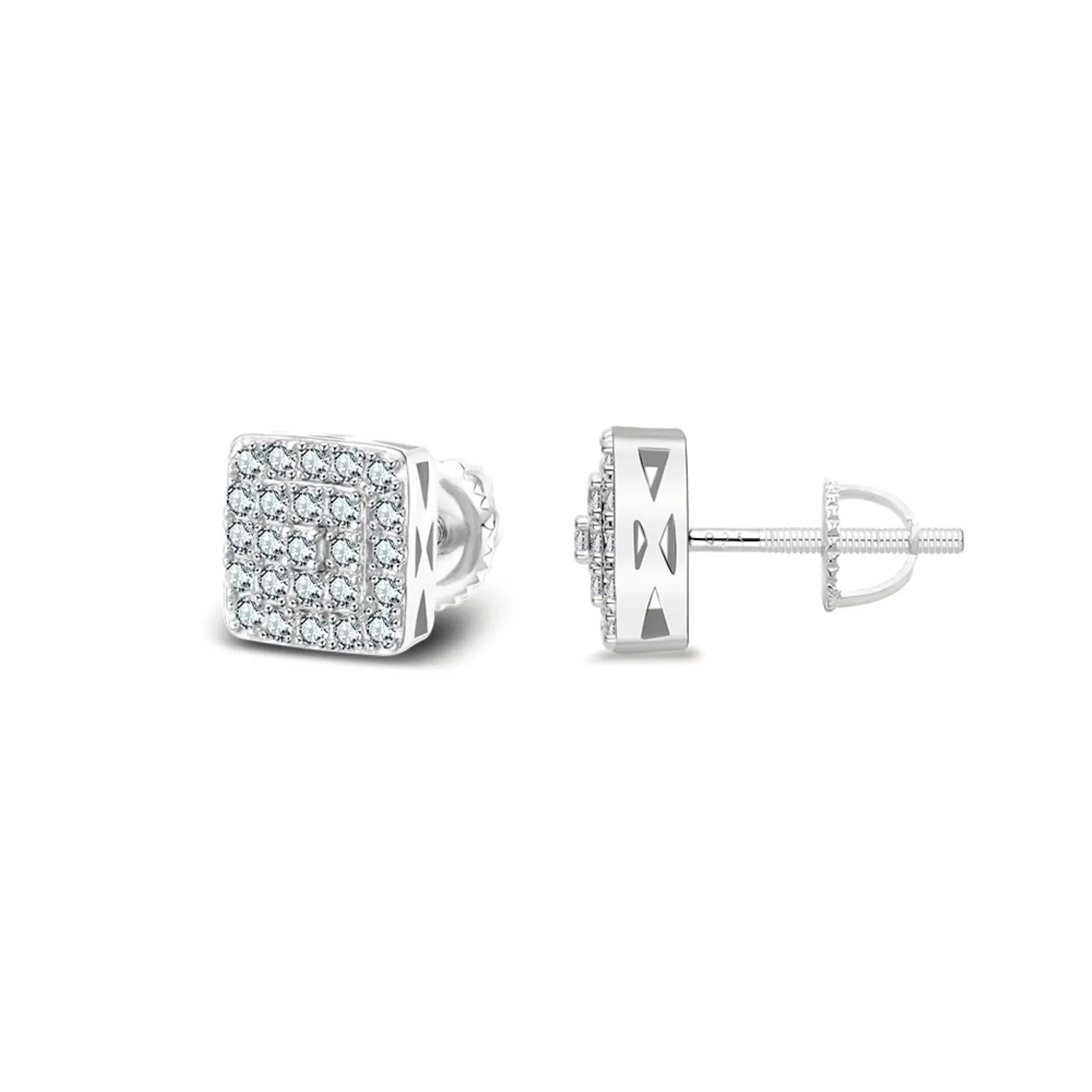 Moissanite Diamond Earrings Square Men Women 925 Silver sold by Master Of Bling product image thumbnail 2