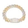 Moissanite Miami Cuban 2 Tone 14mm Bracelet 925 Sterling SIlver Icy Prong sold by Master Of Bling