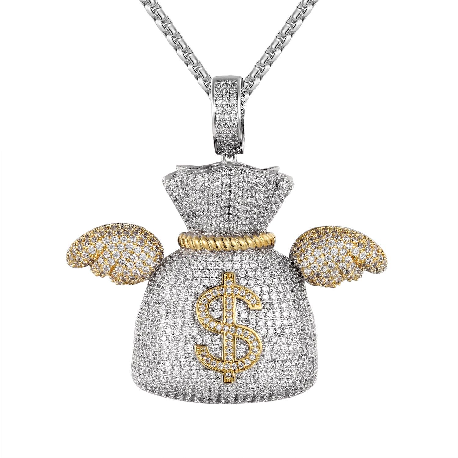 Flying Money Dollar Bag with Wings Hip Hop Pendant sold by Master Of Bling