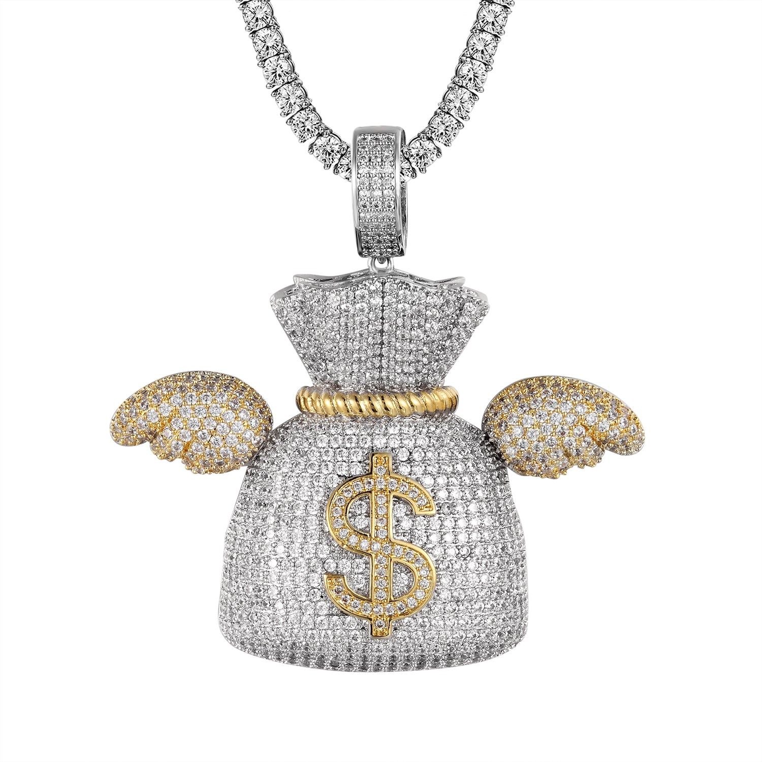 Flying Money Dollar Bag with Wings Hip Hop Pendant sold by Master Of Bling product image thumbnail 2