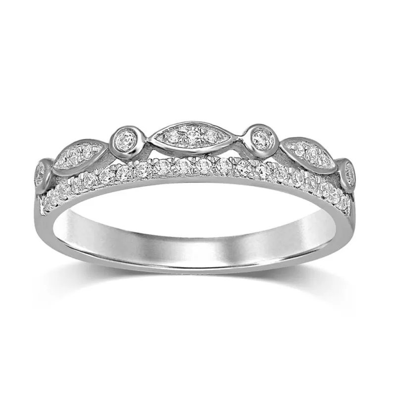 10k White Gold 1/6 Ct.Tw.Diamond Stackable Band sold by Master Of Bling