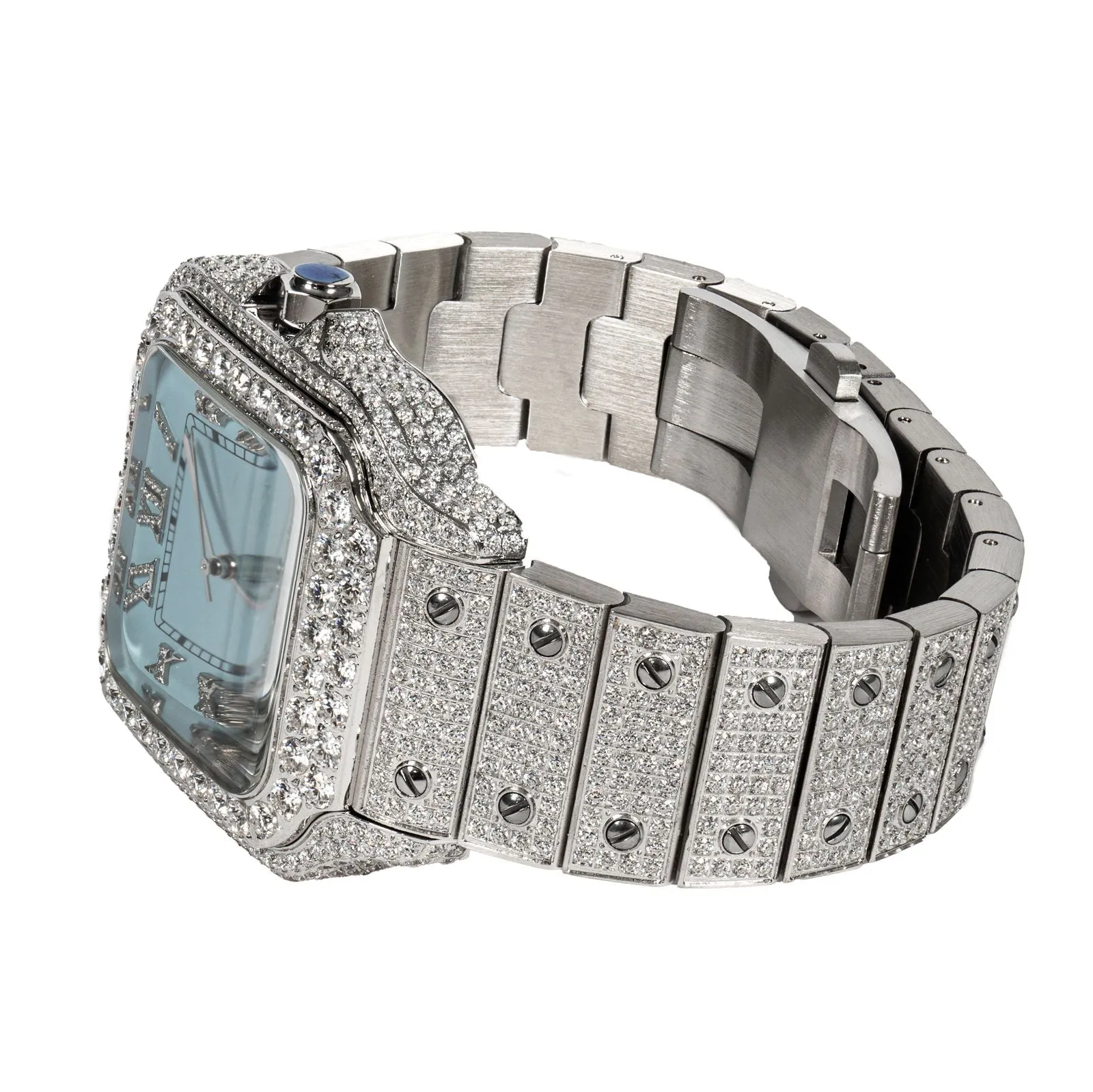 Light Blue Dial Watch Moissanite Diamond Men Custom Luxury 40mm sold by Master Of Bling product image thumbnail 2