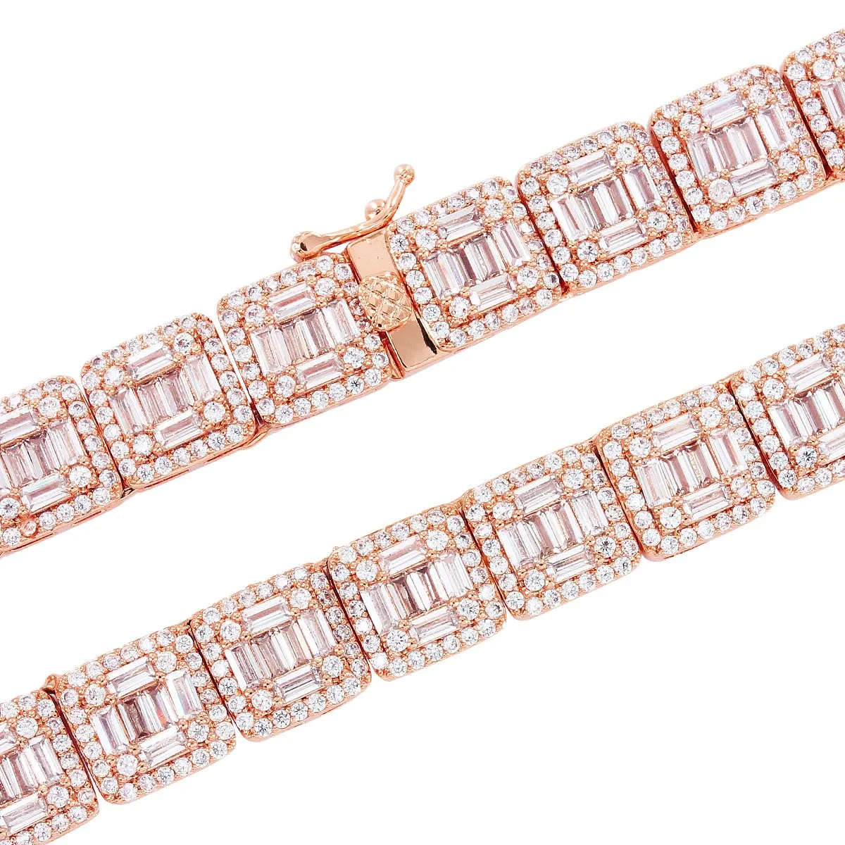 Rose Baguette Solitaire Square Links Tennis Necklace sold by Master Of Bling product image thumbnail 2