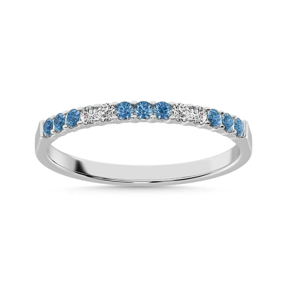 14K White Gold 1/5 Ctw White 4 & Blue Diamond 9 Machine Band sold by Master Of Bling