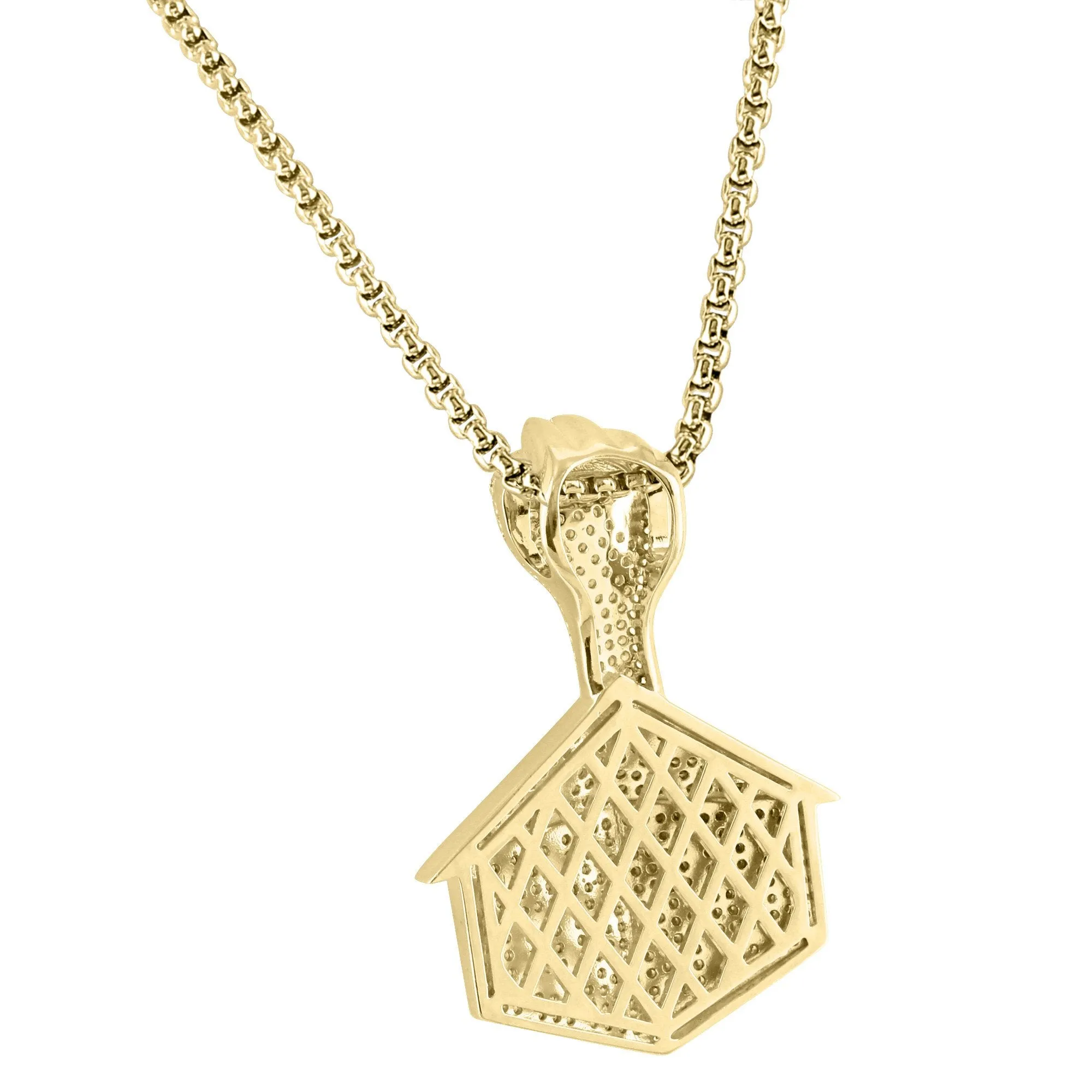 Sterling Silver Bling Trap House Fist Pendant 14k Gold Finish Pendant Free 24" Chain sold by Master Of Bling product image thumbnail 2