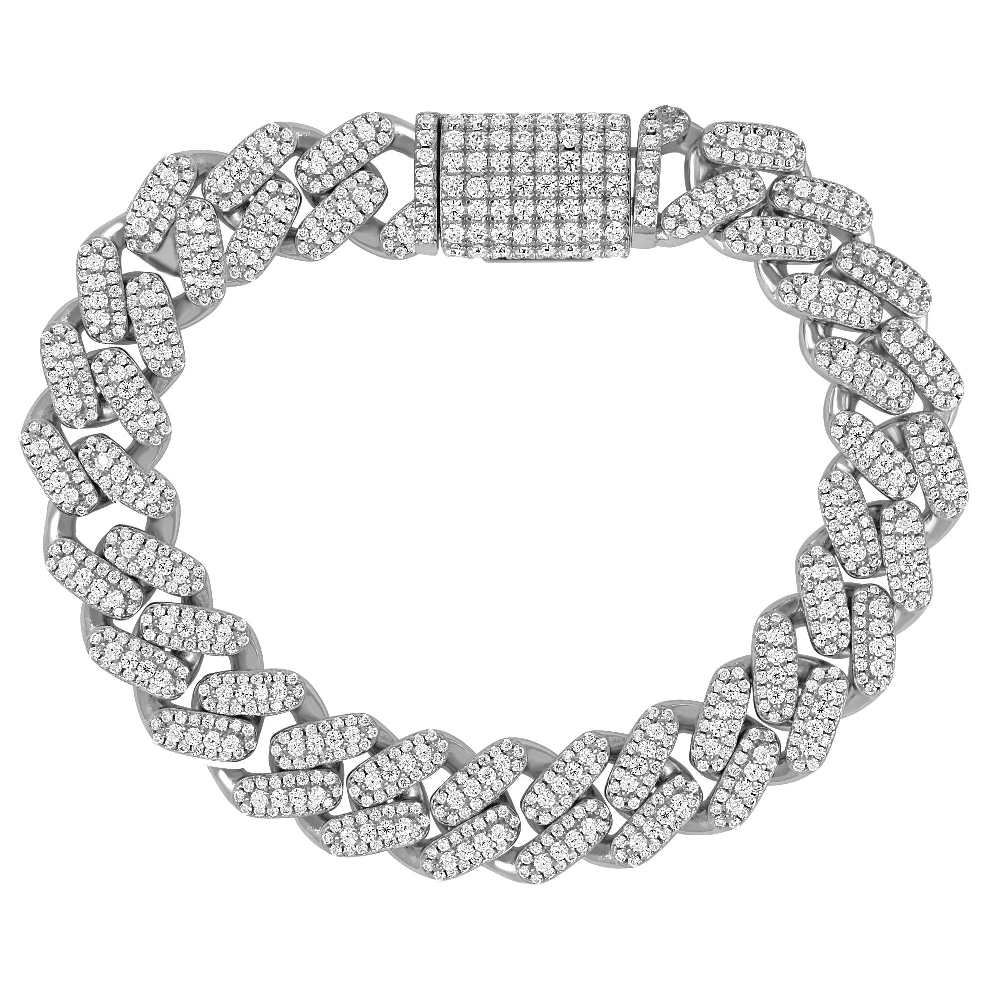.925 Moissanite Diamond Square 12mm Miami Cuban Bracelet sold by Master Of Bling